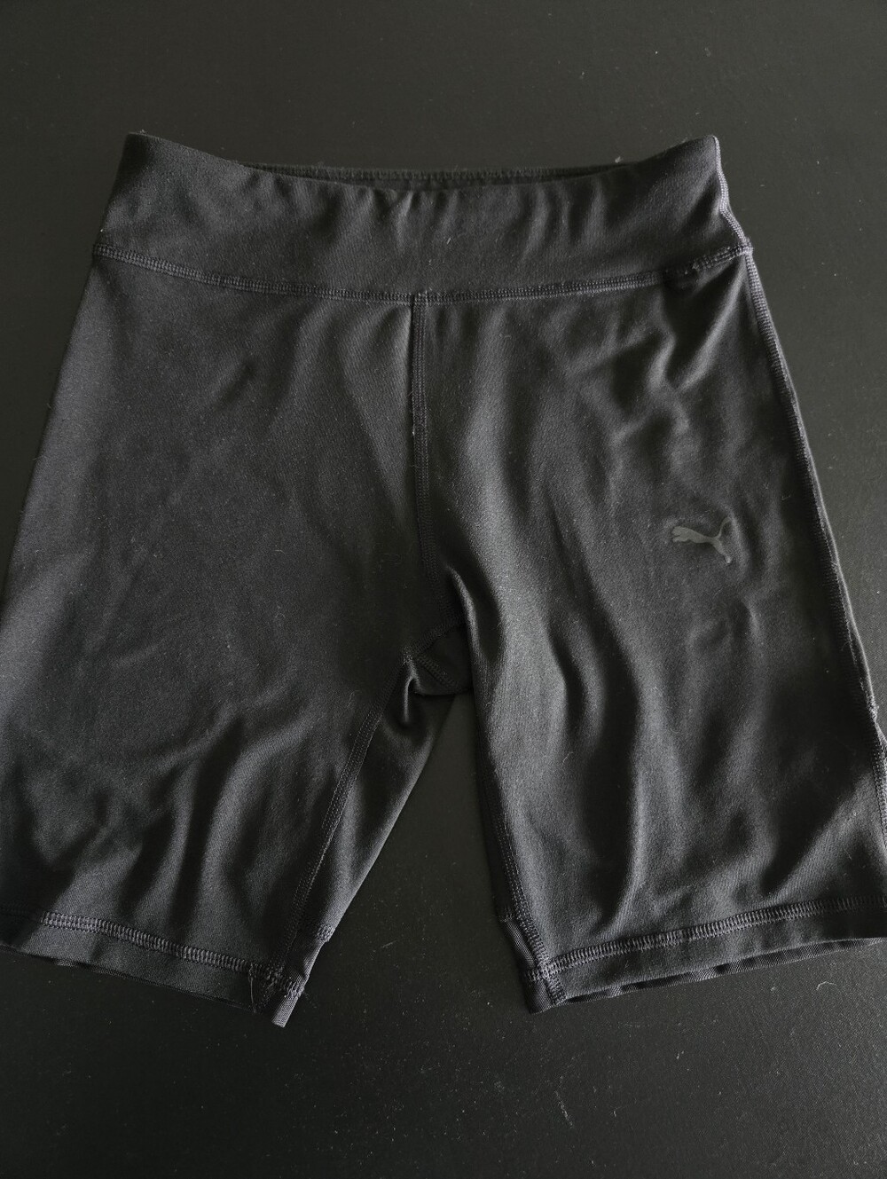 Puma Black Athletic Mesh-Trim Bike Shorts Size Small